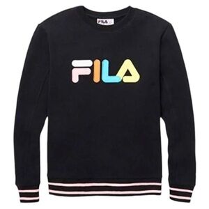 FILA Multi-color Women's Black French Terry Crewneck Sweatshirt/Hoodie